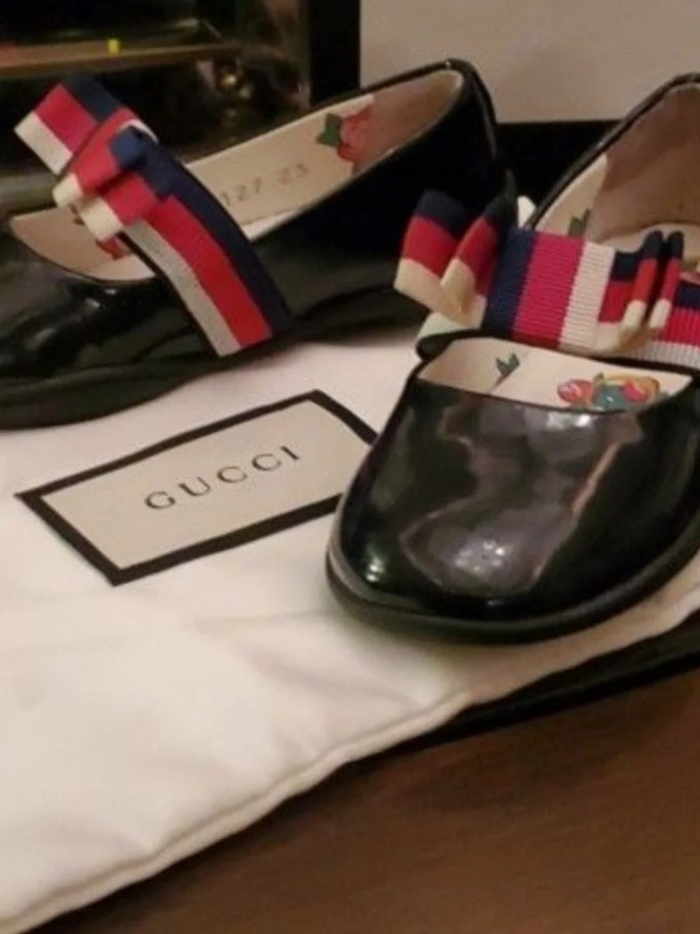 Gucci Black Patent Leather Girls' Dress Loafers with Signature Web
